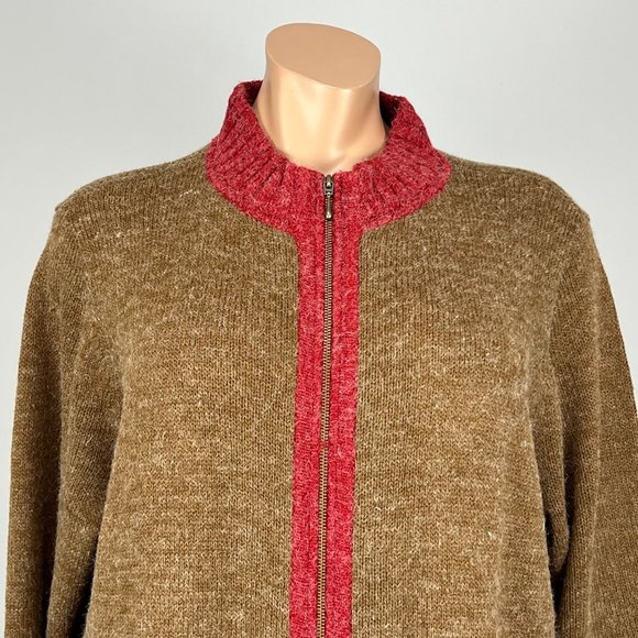 Linea Leisure by Louis Dell Olio Brown Red Double Zip Long Cardigan size 3X - Picture 2 of 16